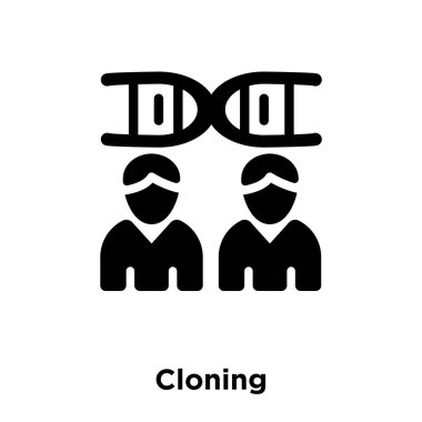 Beyaz arka plan üzerinde izole simge vektör klonlama, logo şeffaf arka plan, klonlama işareti kavramı dolu siyah sembolü