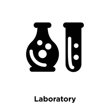 Beyaz arka plan, logo şeffaf arka plan, laboratuvar işareti kavramı üzerinde izole laboratuvar simge vektör siyah sembol dolu