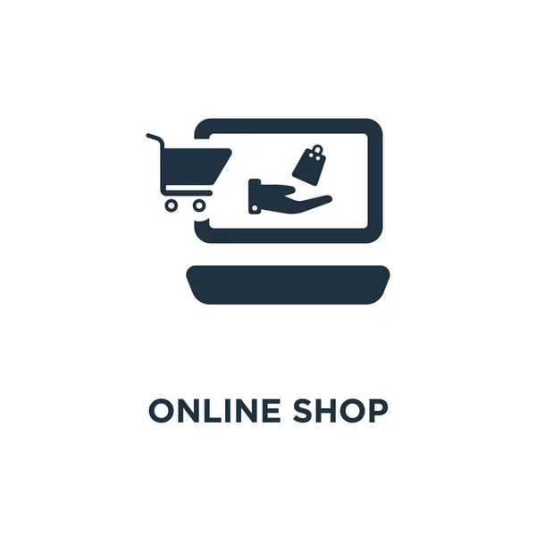 Online Shop Pictogram Zwarte Gevuld Vectorillustratie Online Shop Symbool Witte — Stockvector