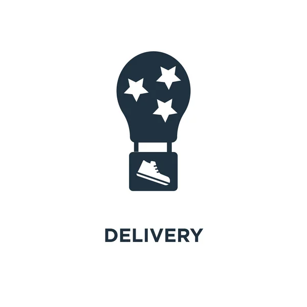 Delivery Icon Black Filled Vector Illustration Delivery Symbol White Background — Stock Vector