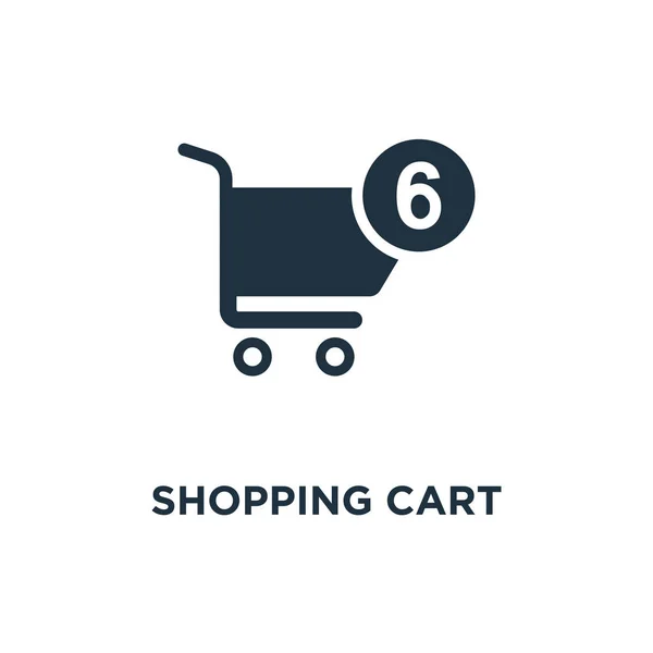 Shopping Cart Pictogram Zwarte Gevuld Vectorillustratie Shopping Cart Symbool Witte — Stockvector