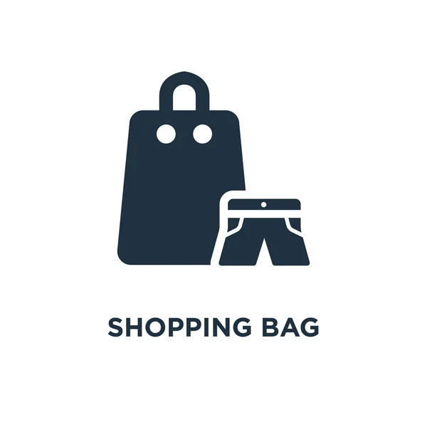 Einkaufstüten Symbol Schwarz Gefüllte Vektorabbildung Einkaufstaschensymbol Auf Weißem Hintergrund Web — Stockvektor