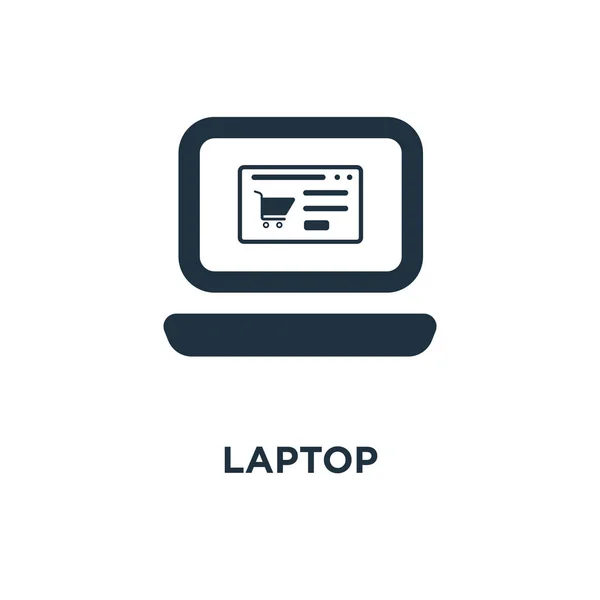 Laptop Symbol Schwarz Gefüllte Vektorabbildung Laptop Symbol Auf Weißem Hintergrund — Stockvektor