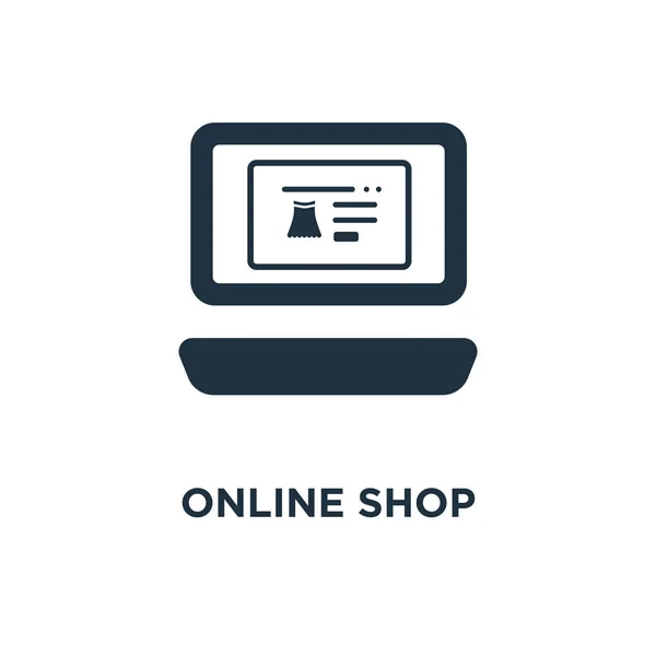 Online Shop Pictogram Zwarte Gevuld Vectorillustratie Online Shop Symbool Witte — Stockvector