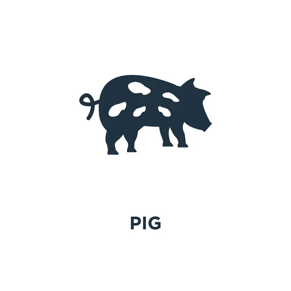 Icône Porc Illustration Vectorielle Remplie Noir Cochon Symbole Sur Fond — Image vectorielle
