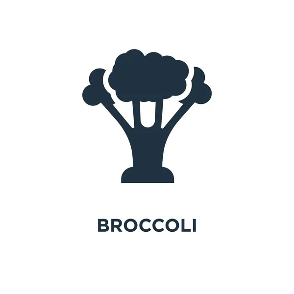 Broccoli Ikonen Svart Fyllt Vektorillustration Broccoli Symbol Vit Bakgrund Kan — Stock vektor