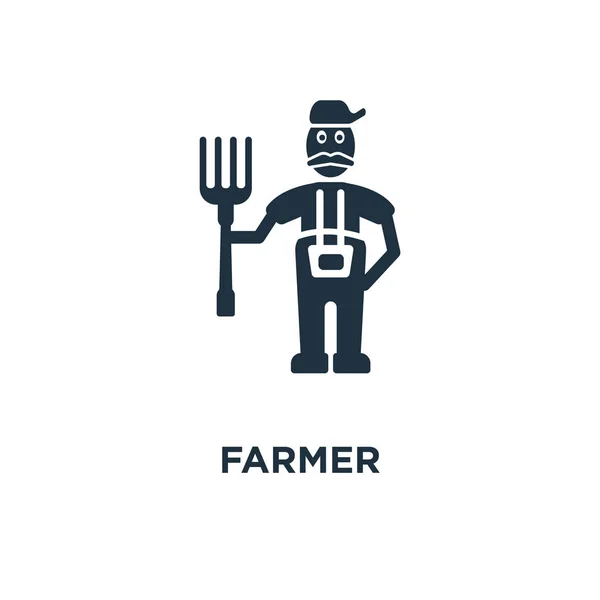 Икона Фермера Черная Заполненная Векторная Иллюстрация Символ Фермера Белом Фоне — стоковый вектор