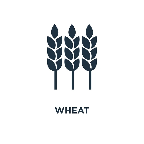 Weizen Schwarz Gefüllte Vektorabbildung Weizen Symbol Auf Weißem Hintergrund Web — Stockvektor