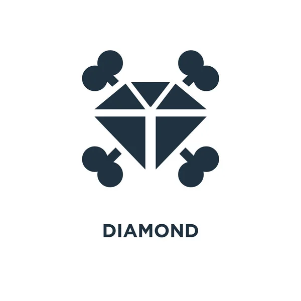 Diamant Pictogram Zwarte Gevuld Vectorillustratie Diamant Symbool Witte Achtergrond Kan — Stockvector