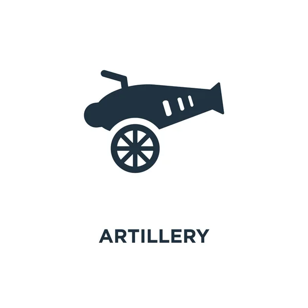 Artillerie Symbol Schwarz Gefüllte Vektorabbildung Artillerie Symbol Auf Weißem Hintergrund — Stockvektor