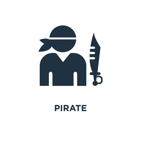 Пиратская Икона Черная Заполненная Векторная Иллюстрация Пиратский Символ Белом Фоне — стоковый вектор