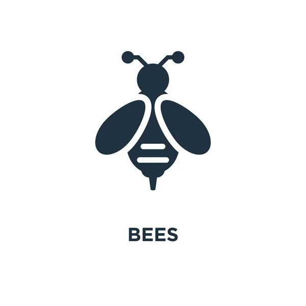 Icono Abejas Ilustración Vectorial Negra Símbolo Abejas Sobre Fondo Blanco — Vector de stock