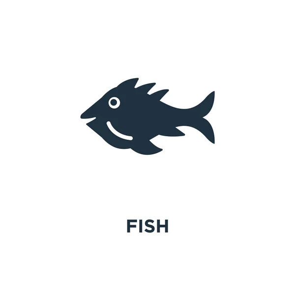 Ikona Ryby Černé Plné Vektorové Ilustrace Symbol Ryby Bílém Pozadí — Stockový vektor