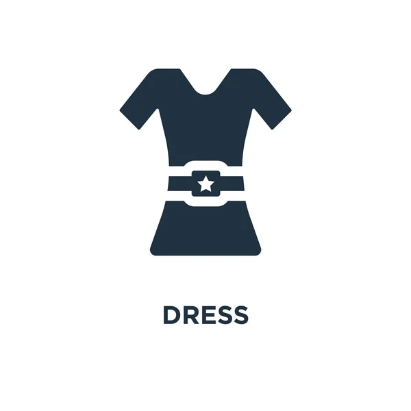 ドレス アイコン ブラックは ベクター グラフィックを充填しました 白い背景の上のドレスのシンボルです Web およびモバイル使うことが — ストックベクタ
