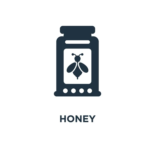 Ikona Medu Černé Plné Vektorové Ilustrace Honey Symbol Bílém Pozadí — Stockový vektor