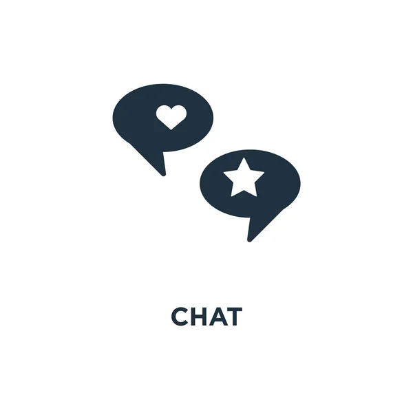 Icono Del Chat Ilustración Vectorial Negra Símbolo Chat Sobre Fondo — Vector de stock