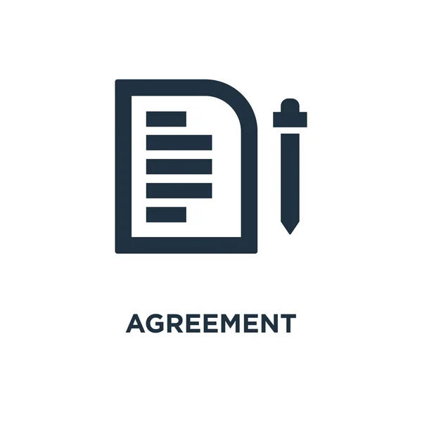 Agreement Icon Black Filled Vector Illustration Agreement Symbol White Background — Stock Vector