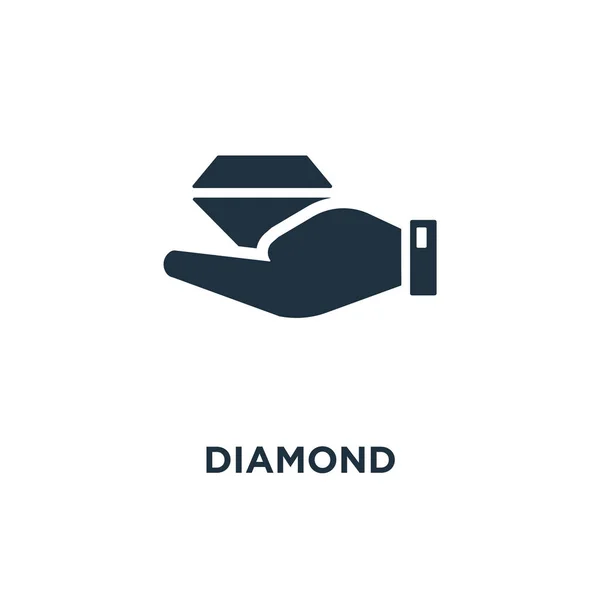 Icône Diamant Illustration Vectorielle Remplie Noir Symbole Diamant Sur Fond — Image vectorielle