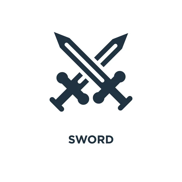 剑图标 黑色填充矢量图 在白色背景上的剑符号 可用于网络和移动 — 图库矢量图片