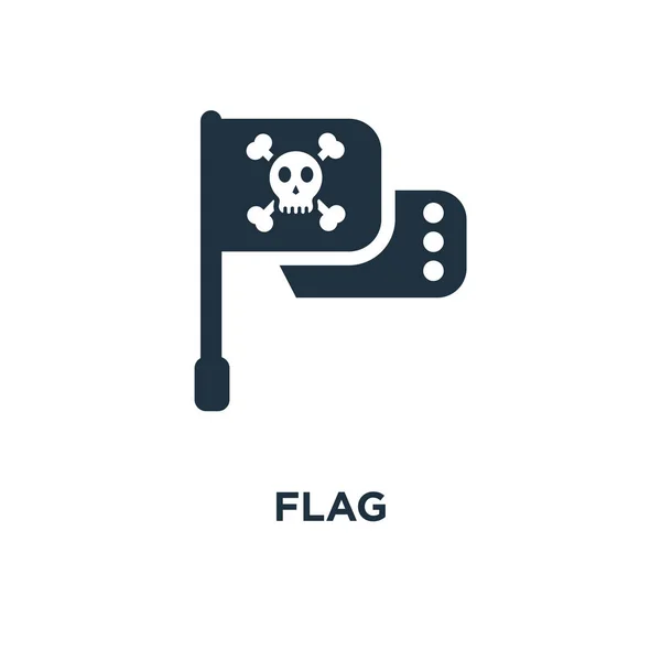 Flaggensymbol Schwarz Gefüllte Vektorabbildung Flaggensymbol Auf Weißem Hintergrund Web Und — Stockvektor