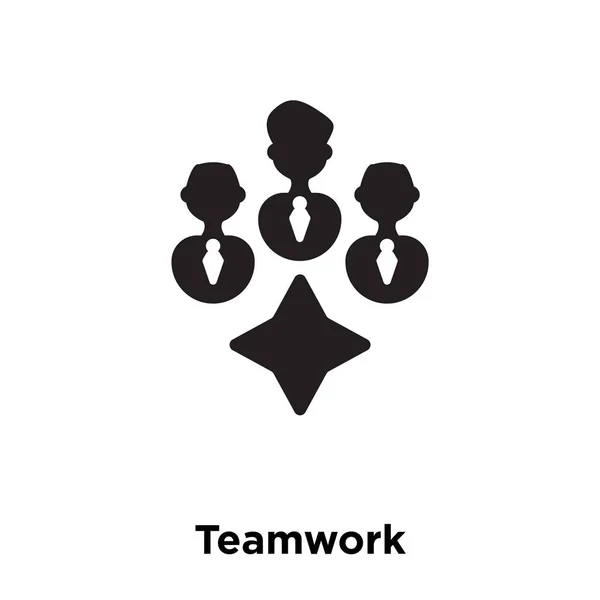 团队合作图标向量被隔离在白色背景上 标志概念的团队合作标志在透明的背景 充满黑色符号 — 图库矢量图片