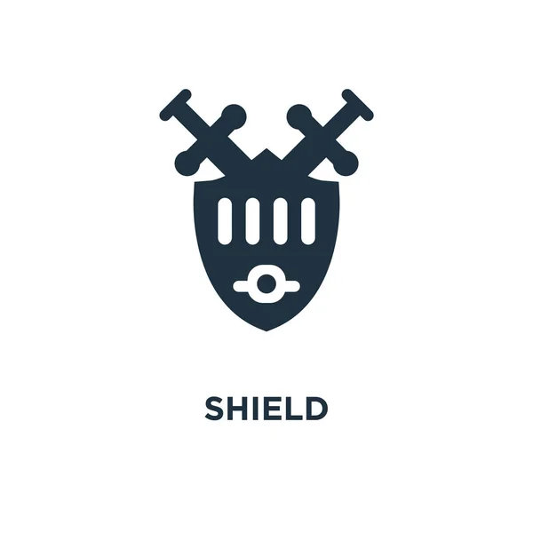 Shield Icon Black Filled Vector Illustration Shield Symbol White Background — Stock Vector