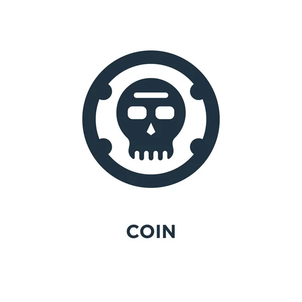 Значок Монеты Черная Заполненная Векторная Иллюстрация Символ Монеты Белом Фоне — стоковый вектор