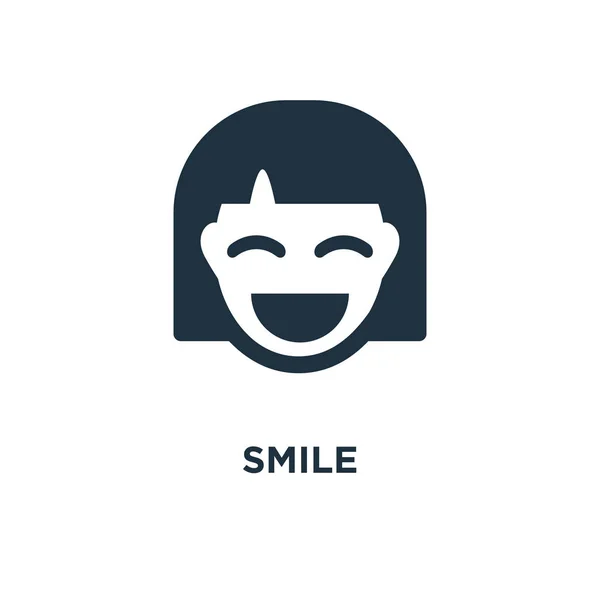 Lächeln Schwarz Gefüllte Vektorabbildung Lächeln Symbol Auf Weißem Hintergrund Web — Stockvektor