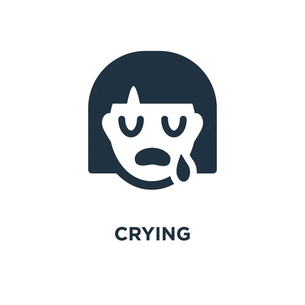 Crying Icon Black Filled Vector Illustration Crying Symbol White Background — Stock Vector