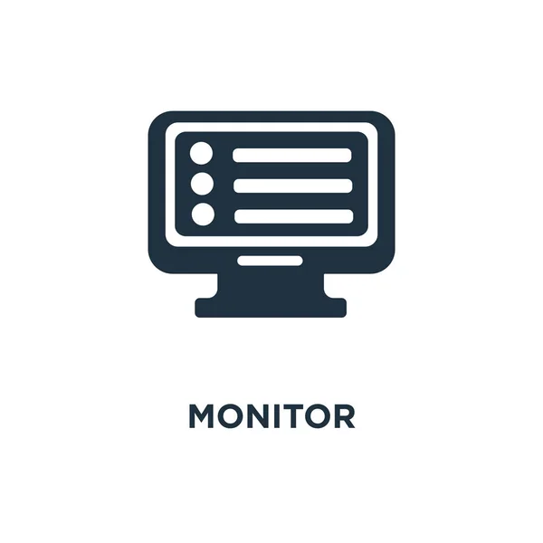 Monitor Icon Black Filled Vector Illustration Monitor Symbol White Background — Stock Vector