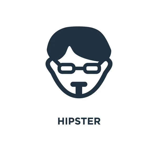 Hipster Ikonen Svart Fyllt Vektorillustration Hipster Symbol Vit Bakgrund Kan — Stock vektor