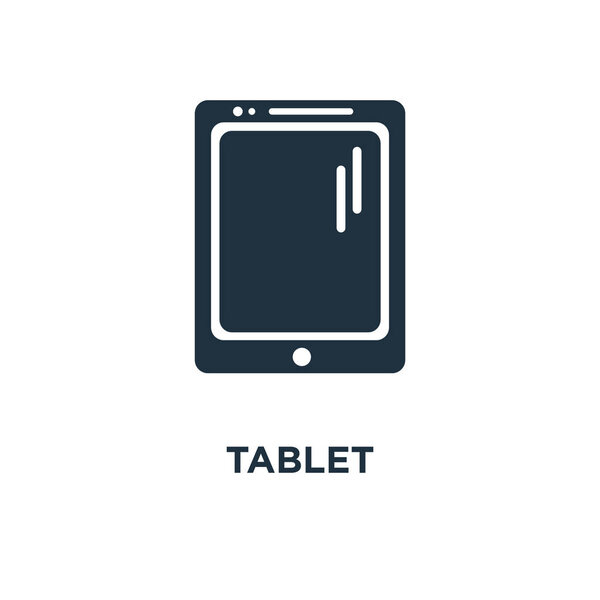 Tablet icon. Black filled vector illustration. Tablet symbol on white background. Can be used in web and mobile.