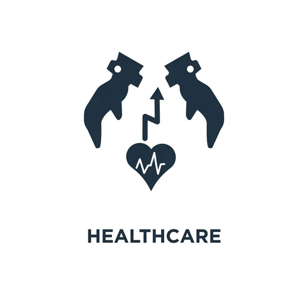 Icono Atención Médica Ilustración Vectorial Negra Símbolo Sanitario Sobre Fondo — Archivo Imágenes Vectoriales