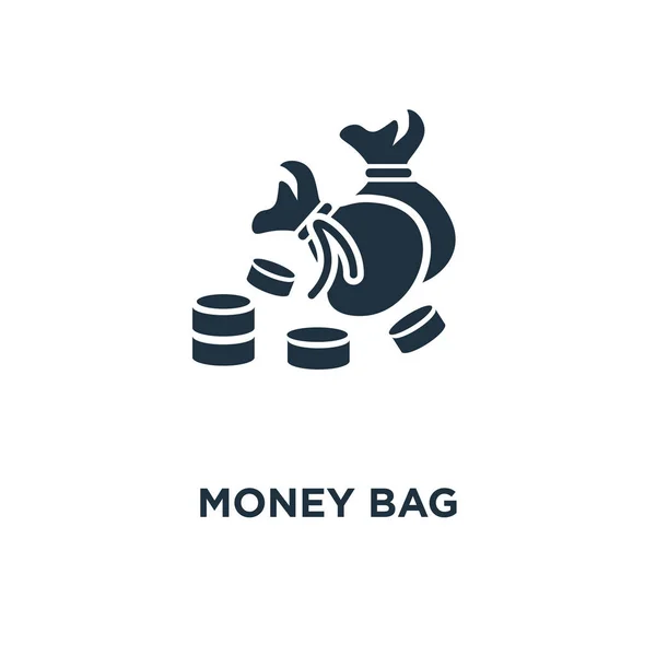 Ikona Worek Pieniędzy Black Wypełnione Ilustracji Wektorowych Pieniądze Symbol Torba — Wektor stockowy