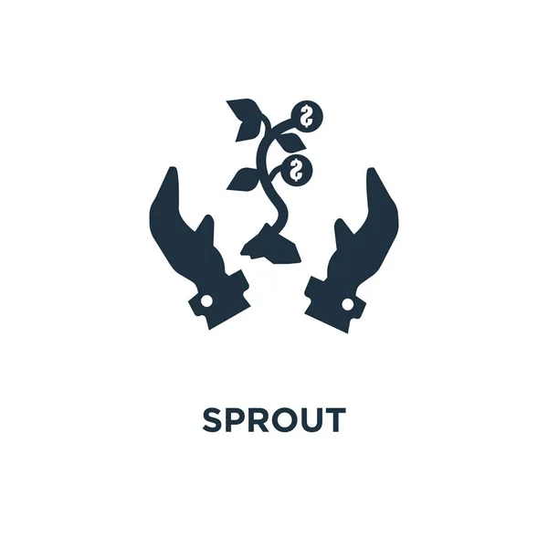 Sprout Pictogram Zwarte Gevuld Vectorillustratie Sprout Symbool Witte Achtergrond Kan — Stockvector
