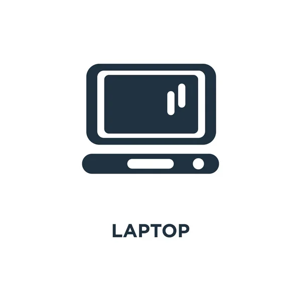 Het Pictogram Van Laptop Zwarte Gevuld Vectorillustratie Laptop Symbool Witte — Stockvector