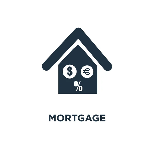 Mortgage Icon Black Filled Vector Illustration Mortgage Symbol White Background — Stock Vector