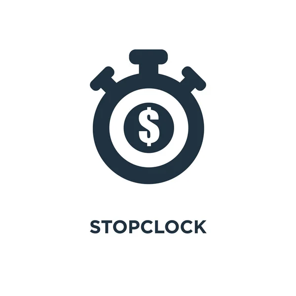 Icona Dell Orologio Illustrazione Vettoriale Riempita Nera Simbolo Cronometro Sfondo — Vettoriale Stock