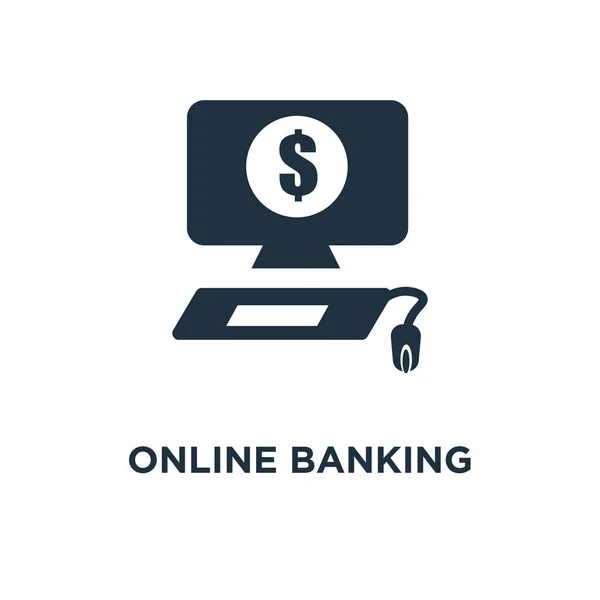 Ícone Bancário Online Ilustração Vetorial Cheia Preto Símbolo Bancário Online — Vetor de Stock
