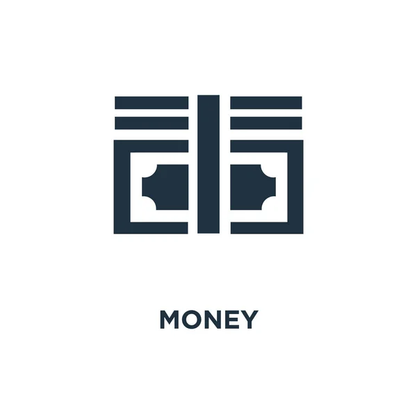 Icono Del Dinero Ilustración Vectorial Negra Símbolo Dinero Sobre Fondo — Vector de stock