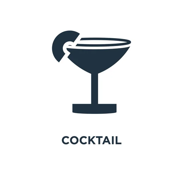 Koktél Ikonra Fekete Töltött Vektoros Illusztráció Cocktail Szimbólum Fehér Háttérrel — Stock Vector