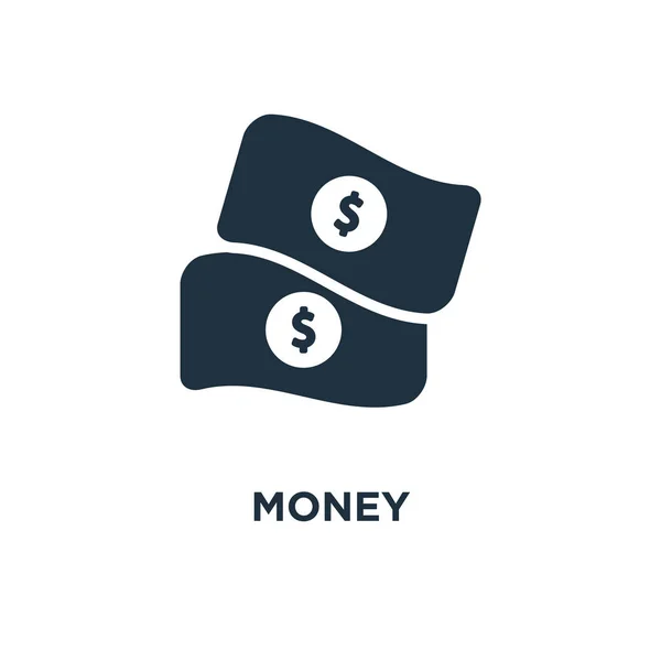 Icono Del Dinero Ilustración Vectorial Negra Símbolo Dinero Sobre Fondo — Vector de stock