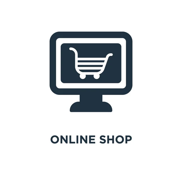Online Shop Icon Black Filled Vector Illustration Online Shop Symbol — Stock Vector
