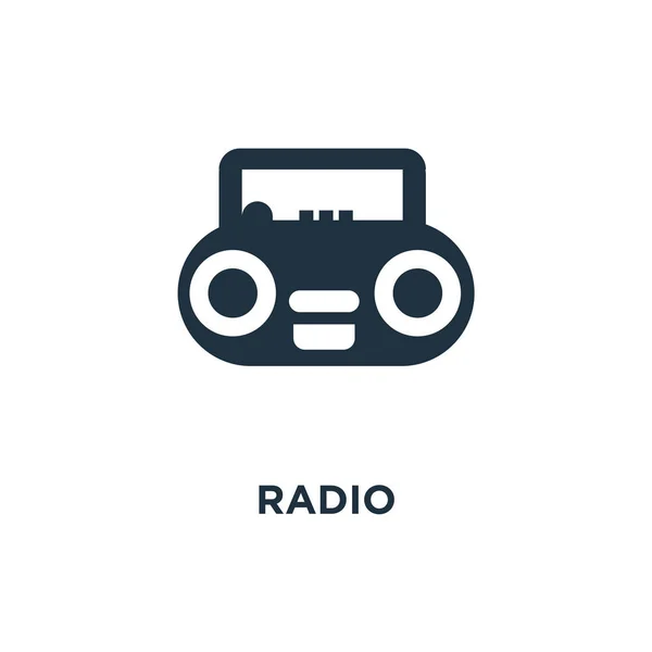 Radio Pictogram Zwarte Gevuld Vectorillustratie Radio Symbool Witte Achtergrond Kan — Stockvector