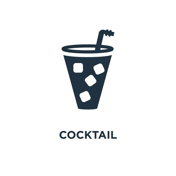 Ícone Cocktail Ilustração Vetorial Cheia Preto Símbolo Cocktail Fundo Branco — Vetor de Stock