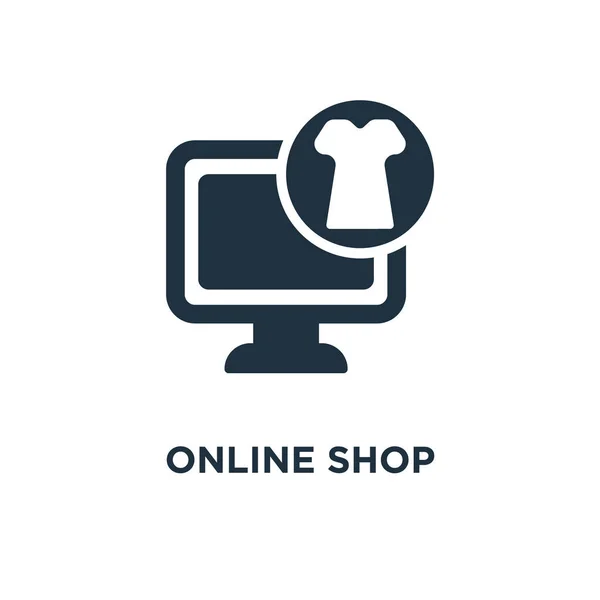 Online Shop Pictogram Zwarte Gevuld Vectorillustratie Online Shop Symbool Witte — Stockvector