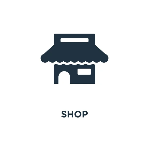 Icono Tienda Ilustración Vectorial Negra Símbolo Tienda Sobre Fondo Blanco — Vector de stock