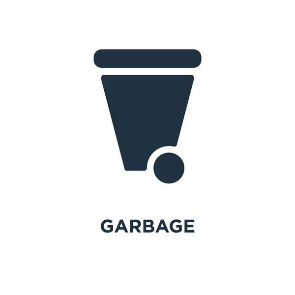 Ícone Lixo Ilustração Vetorial Cheia Preto Símbolo Lixo Fundo Branco — Vetor de Stock