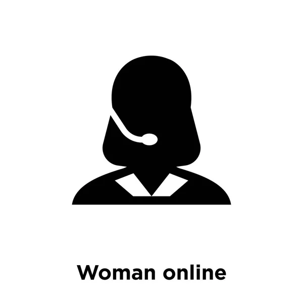 女性在线图标矢量隔离在白色背景 标志概念的女人在线签名透明背景 实心黑色符号 — 图库矢量图片