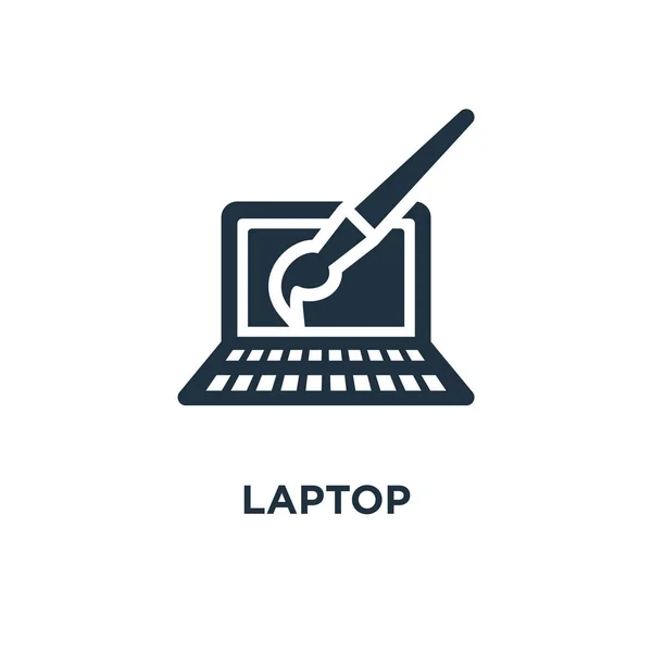 Ikona Laptopa Black Wypełnione Ilustracji Wektorowych Laptop Symbol Białym Tle — Wektor stockowy